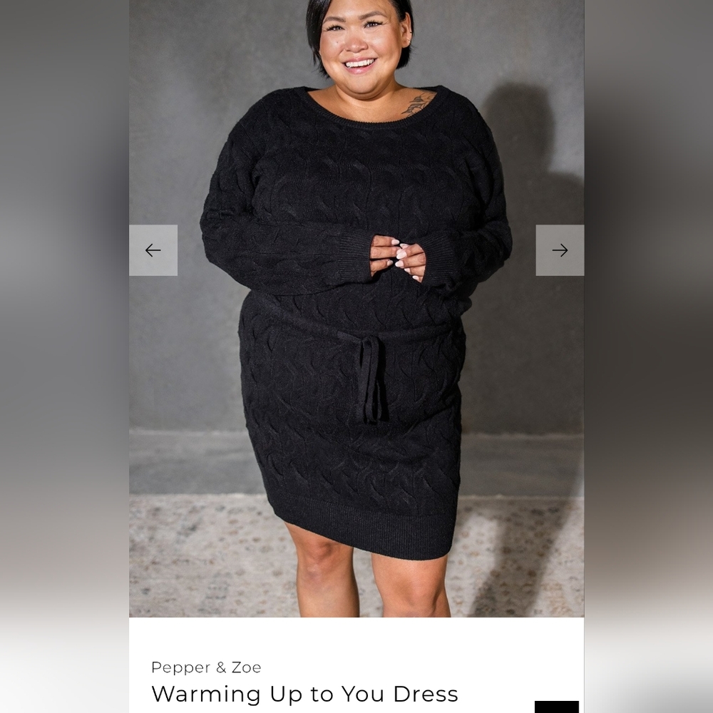 Black Cable Knit Sweater Dress